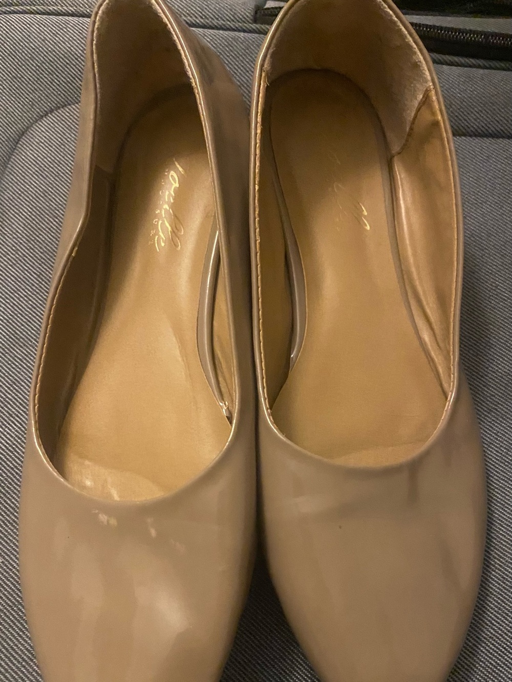 Patent Leather Ballet Flats in Taupe - Women’s Stylish Slip-Ons
